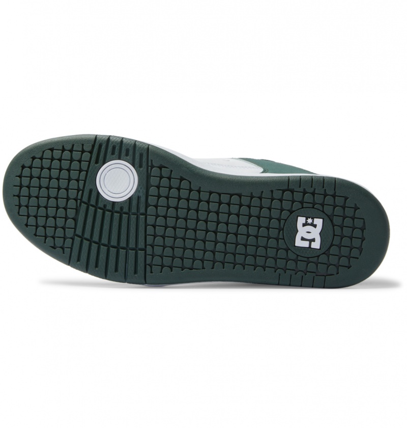 White / Dark Olive DC Shoes Manteca - Leather Shoes | CDV-629370