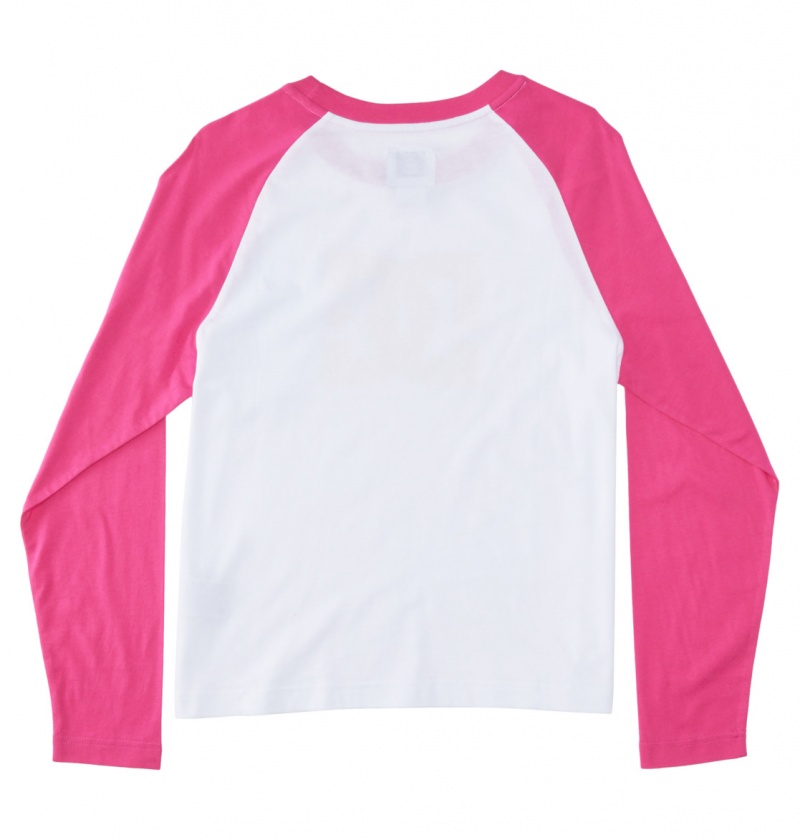 White / Fuchsia DC Shoes DC Star Fill - Long Sleeve T-Shirt | KHJ-481529