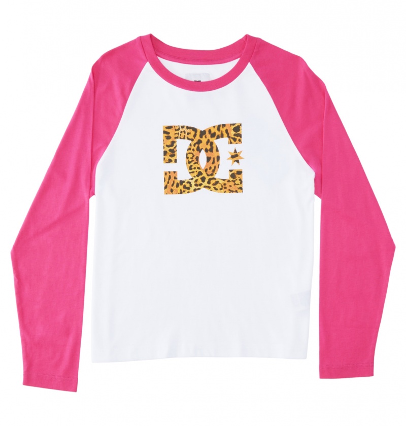 White / Fuchsia DC Shoes DC Star Fill - Long Sleeve T-Shirt | KHJ-481529