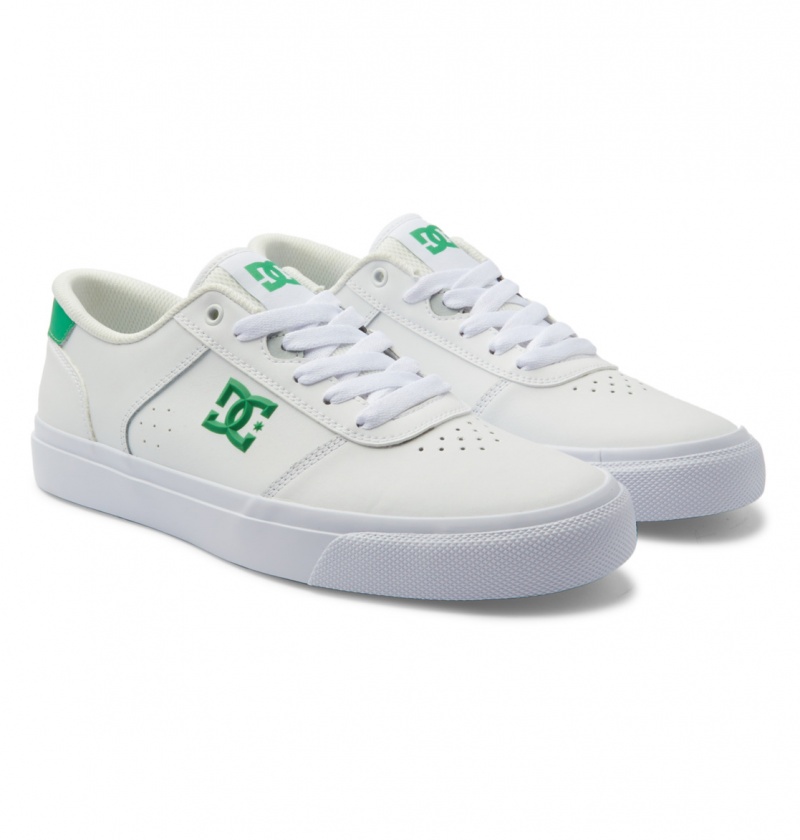 White / Green DC Shoes Teknic - Leather Shoes | LAE-204835