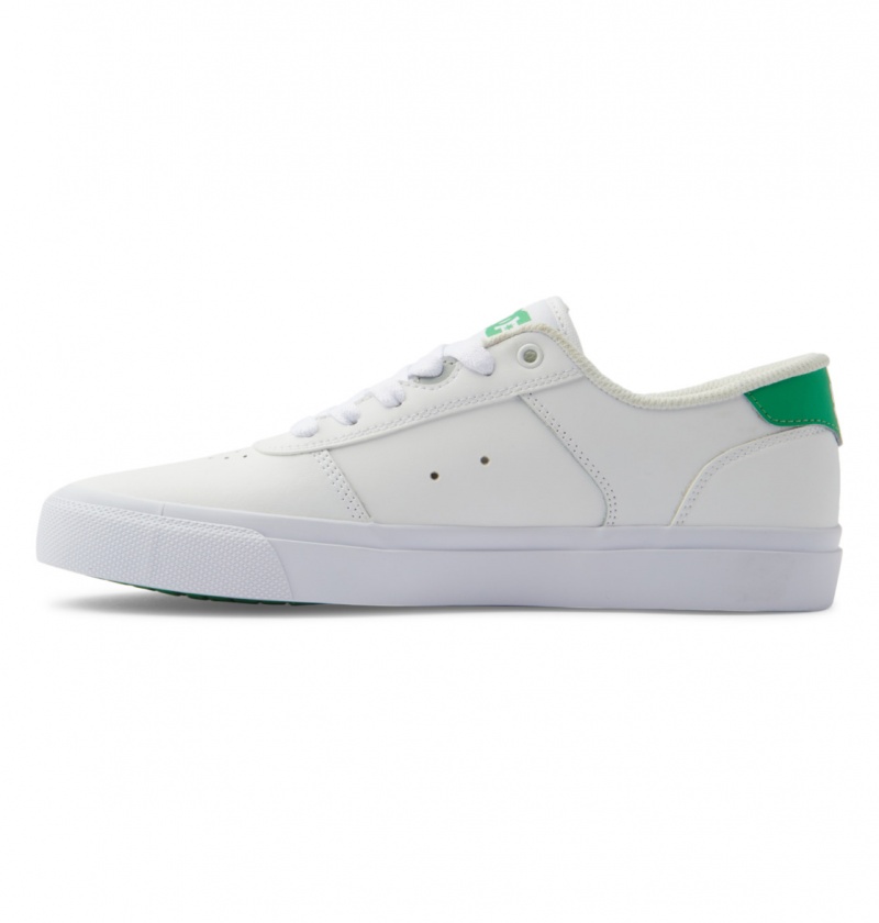 White / Green DC Shoes Teknic - Leather Shoes | LAE-204835