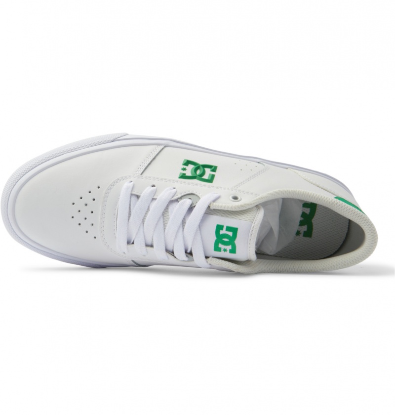 White / Green DC Shoes Teknic - Leather Shoes | LAE-204835