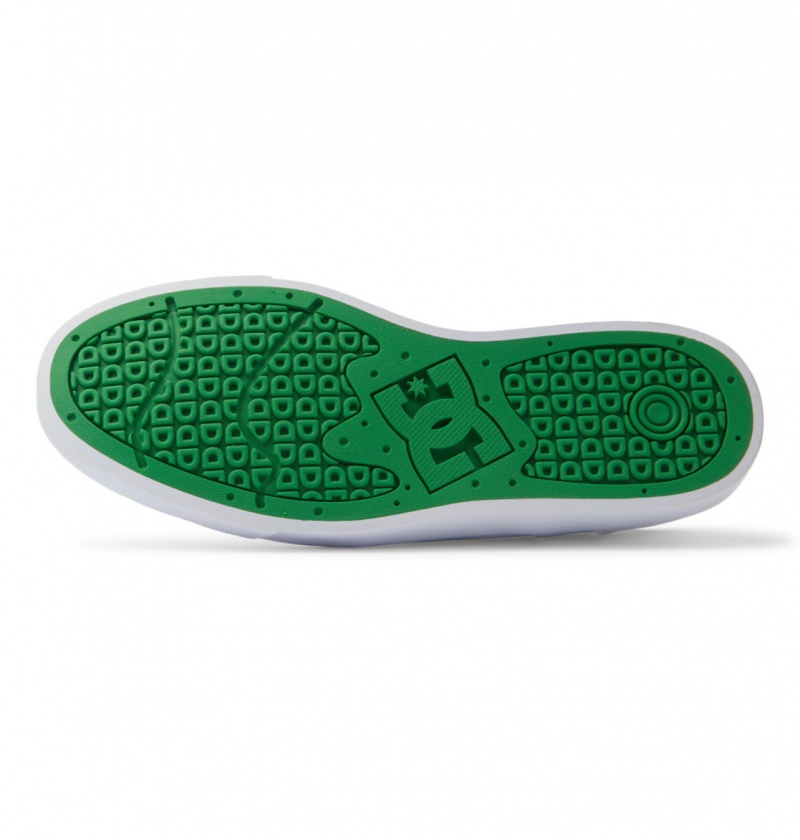 White / Green DC Shoes Teknic - Leather Shoes | LAE-204835