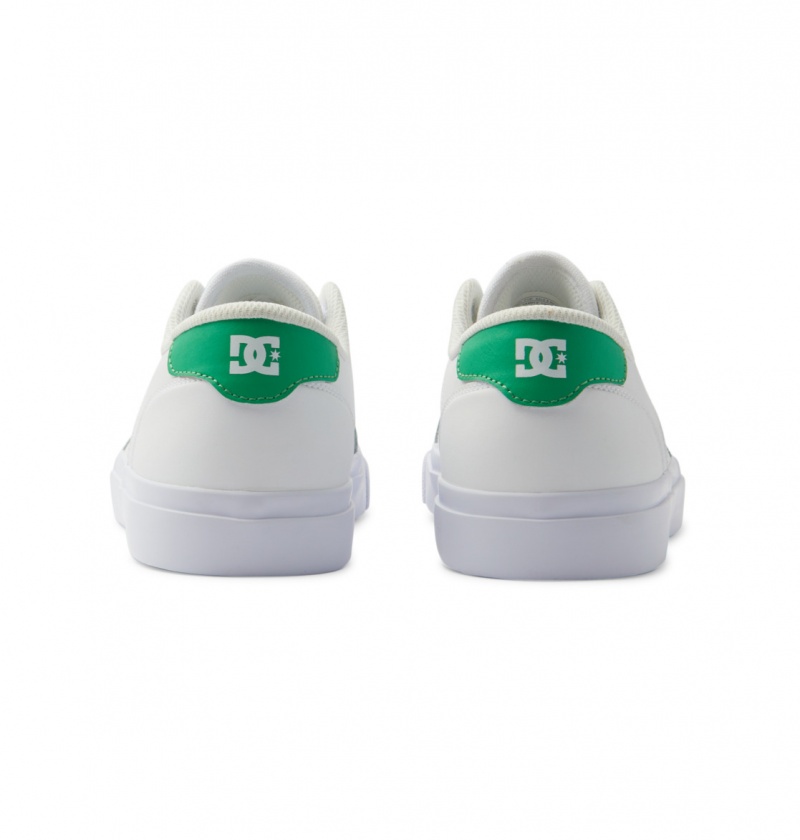 White / Green DC Shoes Teknic - Leather Shoes | LAE-204835