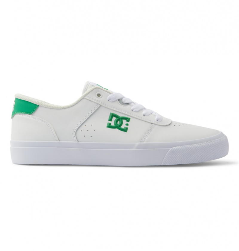 White / Green DC Shoes Teknic - Leather Shoes | LAE-204835