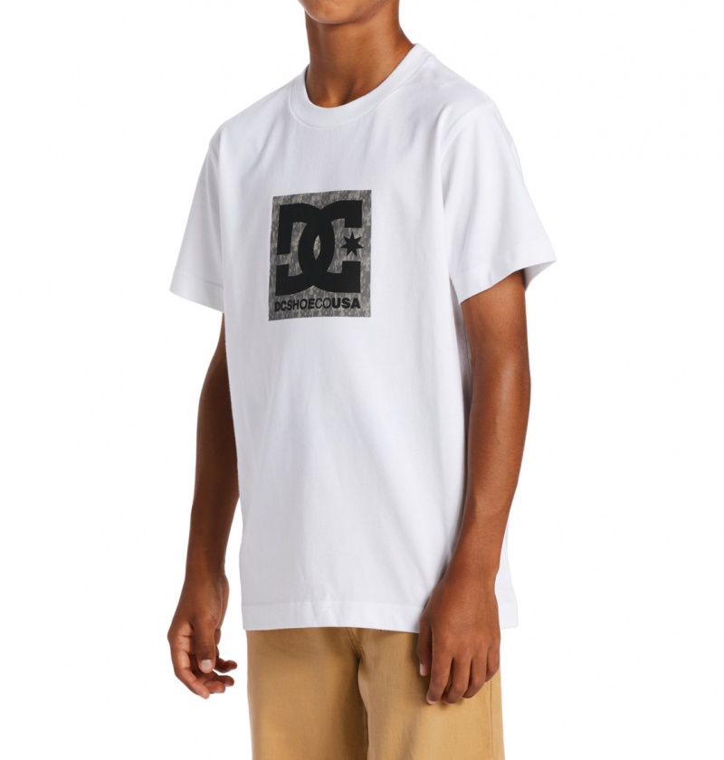 White / Greystone DC Shoes DC Square Star Fill - Short Sleeve T-Shirt 8-16 | OMS-795302