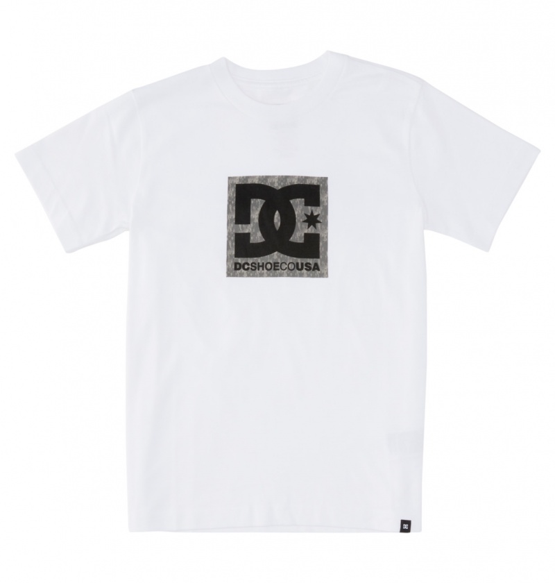 White / Greystone DC Shoes DC Square Star Fill - Short Sleeve T-Shirt 8-16 | OMS-795302