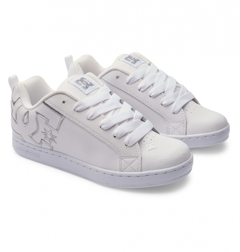 White / M Silver DC Shoes Court Graffik - Shoes | PFG-897416