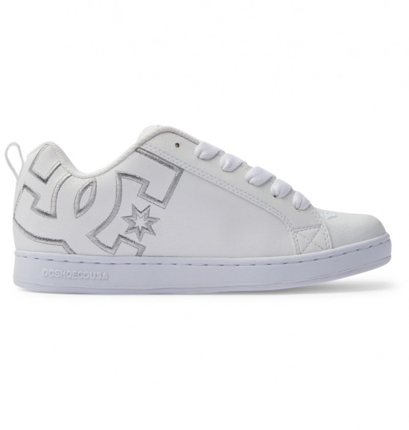 White / M Silver DC Shoes Court Graffik - Shoes | PFG-897416