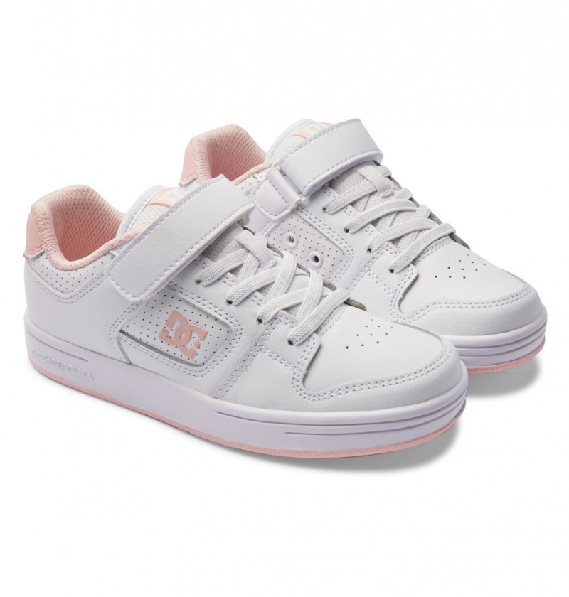 White / Pink DC Shoes Manteca 4 V - Leather Shoes | VOY-498056