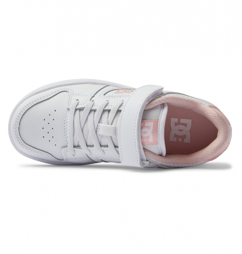 White / Pink DC Shoes Manteca 4 V - Leather Shoes | VOY-498056