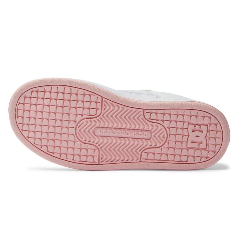 White / Pink DC Shoes Manteca 4 V - Leather Shoes | VOY-498056