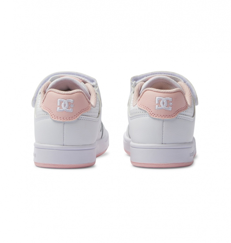 White / Pink DC Shoes Manteca 4 V - Leather Shoes | VOY-498056