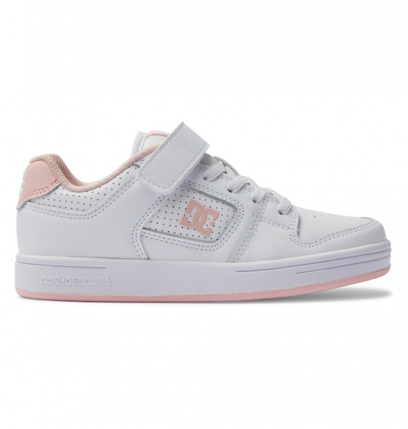 White / Pink DC Shoes Manteca 4 V - Leather Shoes | VOY-498056