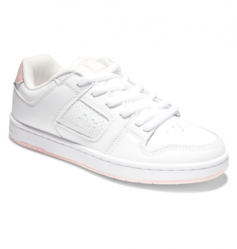 White / Pink DC Shoes Manteca - Leather Shoes | DIC-219675