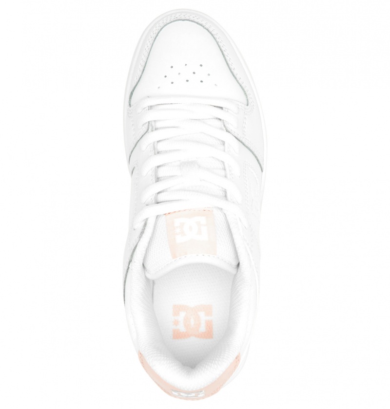 White / Pink DC Shoes Manteca - Leather Shoes | DIC-219675