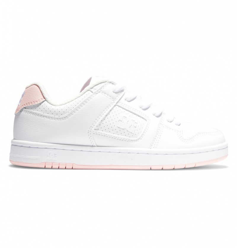 White / Pink DC Shoes Manteca - Leather Shoes | DIC-219675