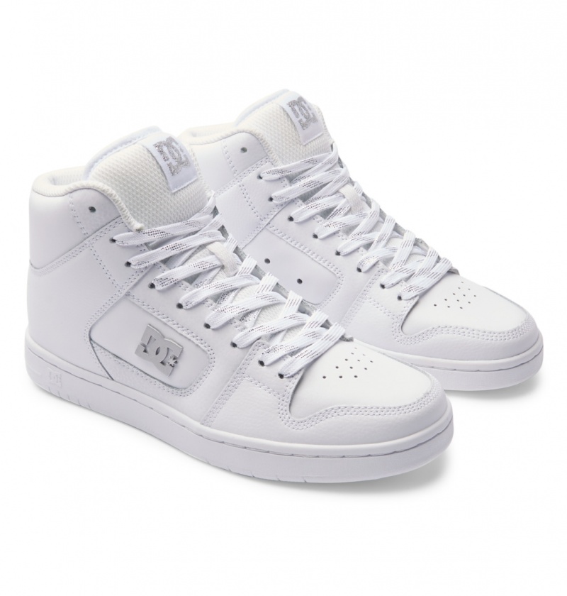 White / Silver DC Shoes Manteca 4 Hi - High-Top Leather Shoes | WEX-078612